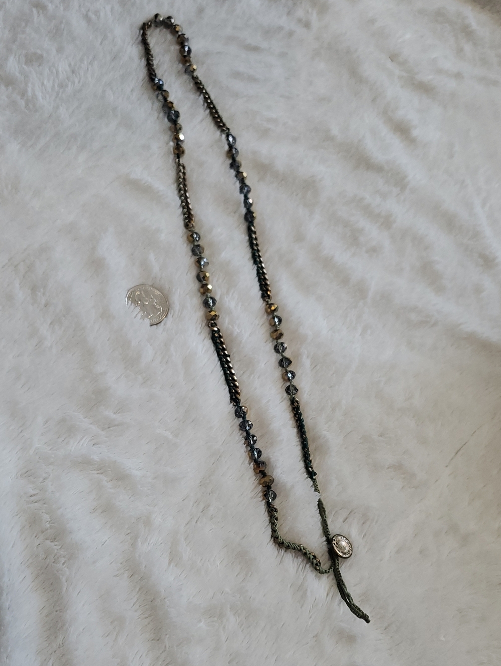 Chloe + Isabel Gunmetal and Olive Beaded Long Necklace